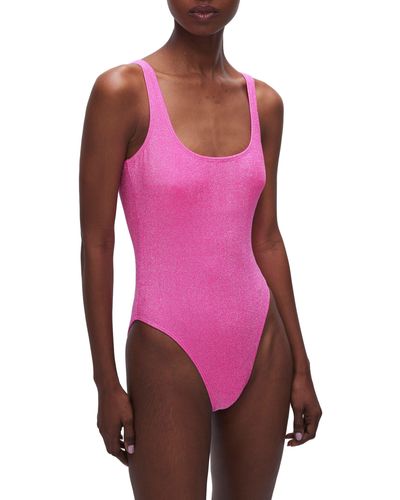 GOOD AMERICAN Sparkle Metallic One-piece Swimsuit - Red