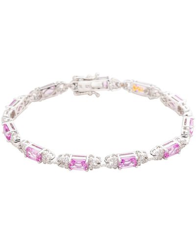 Suzy Levian Sapphire & Lab Created White Sapphire Tennis Bracelet - Pink
