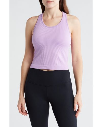 90 Degrees Racerback Cropped Tank With Bra - Purple