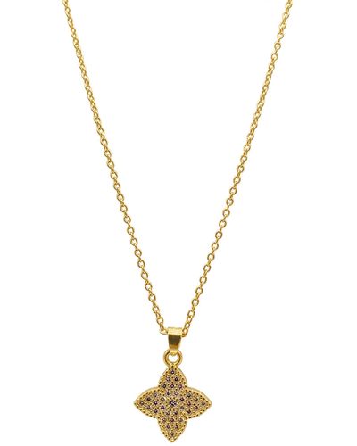 Adornia 14k Yellow Gold Plated Crystal Flower Necklace