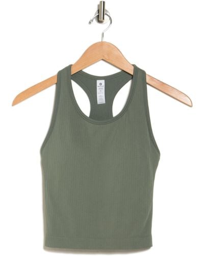 90 Degrees Racerback Cropped Tank With Bra - Green