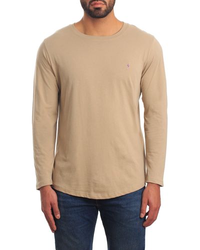Jared Lang Peruvian Cotton Long Sleeve Crewneck T-shirt - Blue