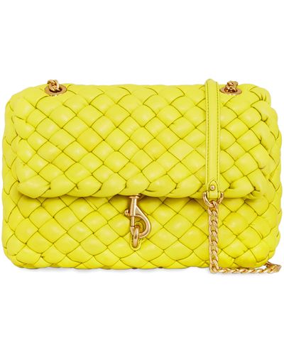Rebecca Minkoff Edie Woven Leather Convertible Crossbody Bag - Yellow