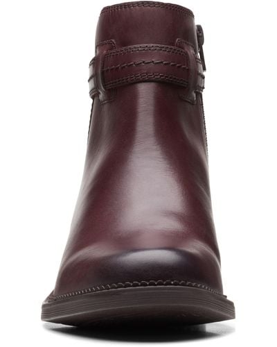 Clarks Maye Ease Boot In Dark Brown Leather At Nordstrom Rack - Purple