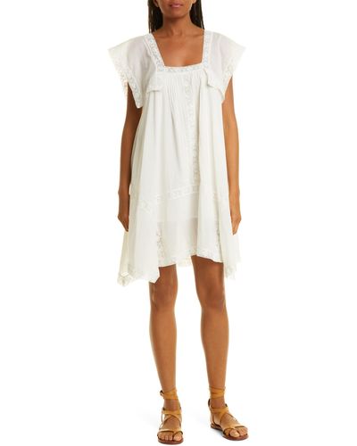 Rebecca Taylor Lace Inset Cotton Shift Dress - White