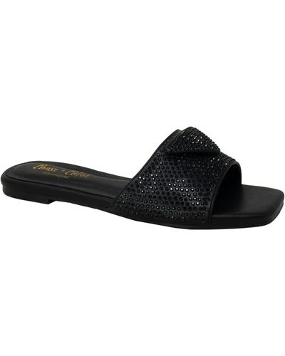 In Touch Footwear Rhinestone Slide Sandal - Black