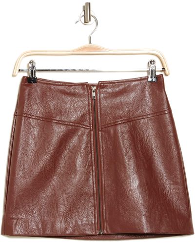 Astr Tracy High Waist Faux Leather Miniskirt - Brown