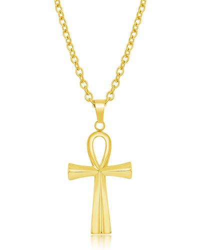 Black Jack Jewelry Ankh Cross Pendant Necklace - Metallic