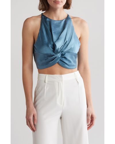 Vici Collection Elenora Front Twist Crop Top - Blue