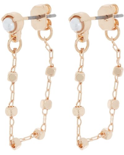 AREA STARS Amina Imitation Pearl Chain Drape Earrings - White