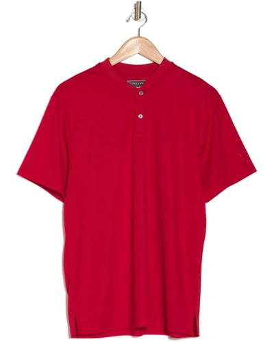PGA TOUR Short Sleeve Henley Shirt - Red