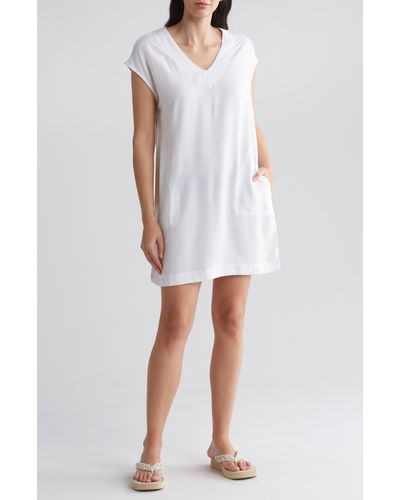 Splendid Evian V-neck T-shirt Dress - White