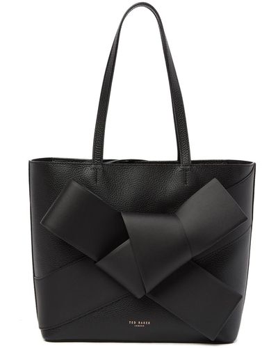 Ted Baker Allie Giant Knot Leather Shopper Tote Bag - Black