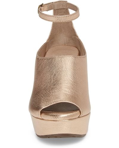 Chocolat Blu Walter Ankle Strap Wedge Sandal In Rose Gold Leather At Nordstrom Rack - Multicolor