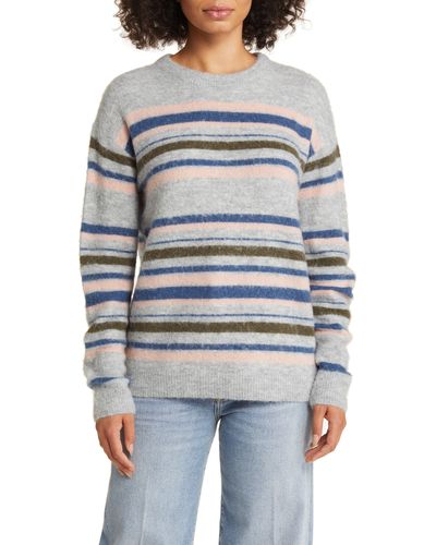 Caslon Caslon(r) Stripe Brushed Pullover Sweater - Gray