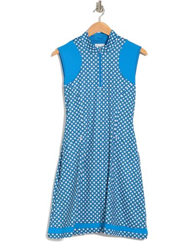 Callaway Golf® Floral Geometric Sleeveless Golf Dress - Blue