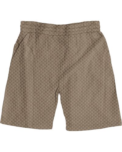 FLEECE FACTORY Terry Embossed Squares Shorts - White
