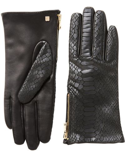 Bruno Magli Snakeskin Embossed Leather Cashmere Lined Gloves In 001blk At Nordstrom Rack - Black