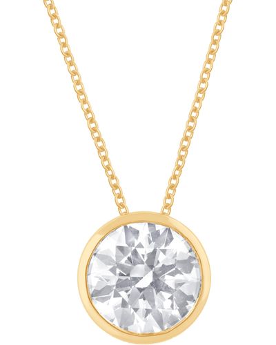 Badgley Mischka 14k Gold Round Cut Lab-created Diamond Pendant Necklace - Blue