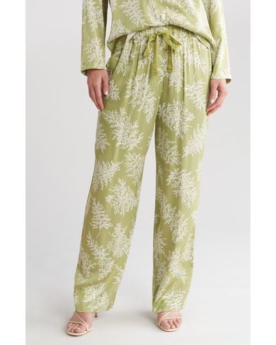 Rebecca Taylor Fleur Silk Blend Pajama Pants - Green