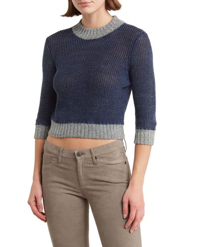 AG Jeans Isk Mock Neck Crop Sweater - Blue