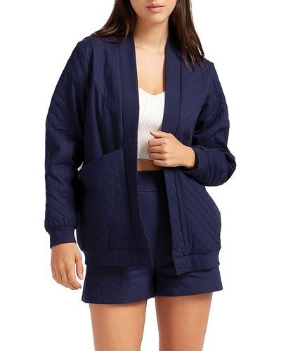 Belle & Bloom Over It Cotton Quilted Bomber Jacket - Blue
