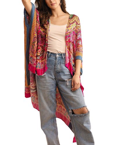 Saachi Multi Paisley High/low Duster - Red