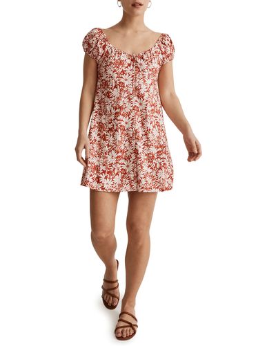 Madewell Margie Abstract Floral Minidress - Red