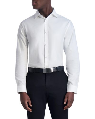 Karl Lagerfeld Jacquard Diamond Slim Fit Dress Shirt - White