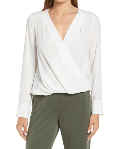 Halogen® Cross Front Blouse - White