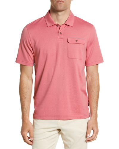 Ted Baker Chard Textured Pocket Polo - Pink
