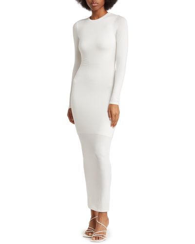 Velvet Torch Long Sleeve Maxi Dress - White
