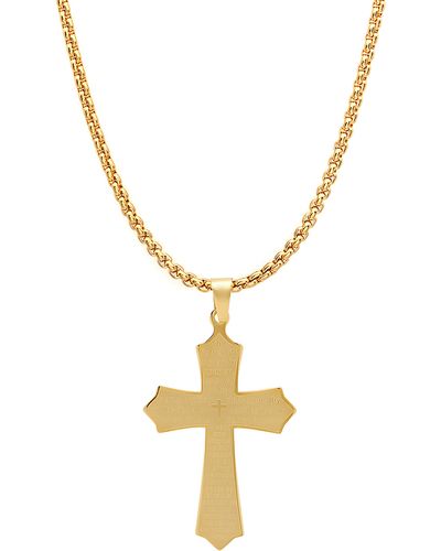 HMY Jewelry Our Father Cross Pendant Necklace - Metallic