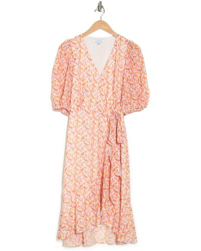 Lucy Paris Claira Wrap Dress In Orange Floral At Nordstrom Rack