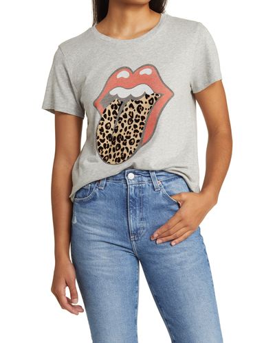 Lucky Brand Rolling Stone Leopard Cotton Graphic T-shirt - Blue