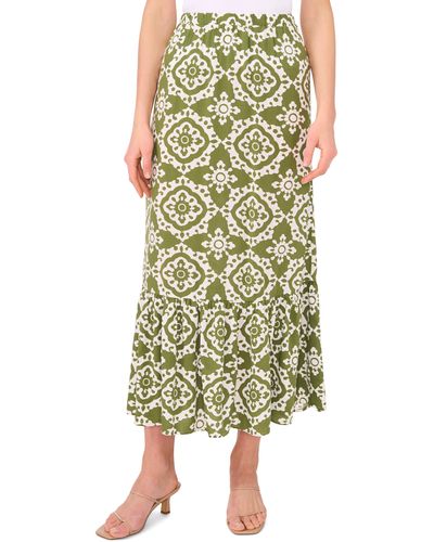 Halogen® Ruffle Hem Maxi Skirt - Green