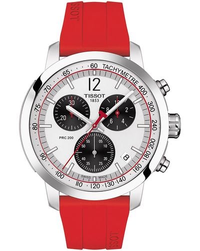 Tissot Prc 200 Chronograph Rubber Strap Watch - Red