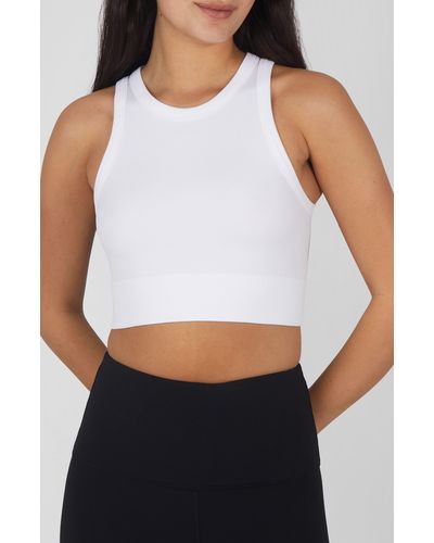 90 Degrees 3-pack Seamless Ribbed Crop Tank Tops - White