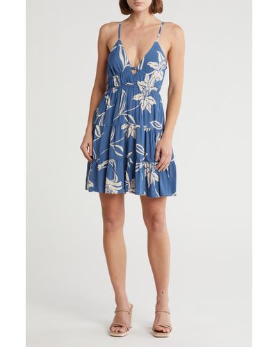 Angie Tiered Spagetti Strap Dress - Blue