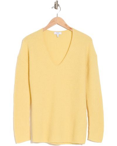 Reiss Trinny Rib Wool & Cashmere V-neck Sweater - Yellow
