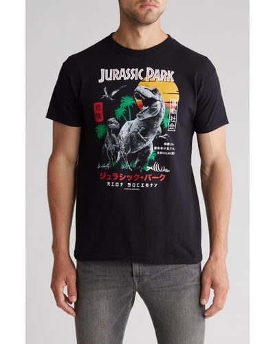 Riot Society Jurassic Park Kanji Graphic T-shirt - Black