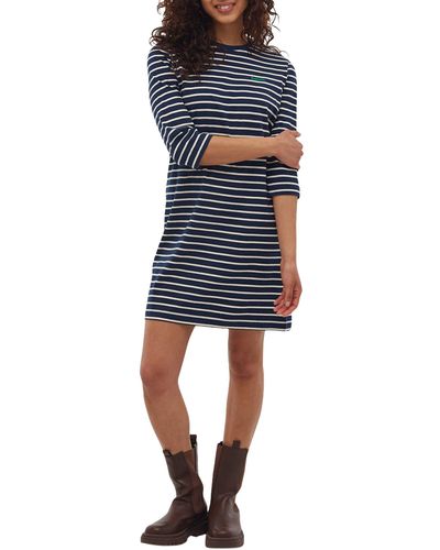 Bench Mab Stripe Three-quarter Sleeve Dress - Blue