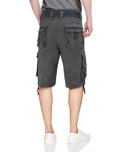 Xray Jeans Belted Zipper Camo Shorts - Gray