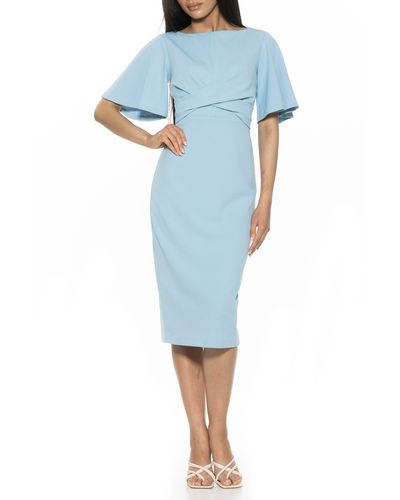 Alexia Admor Ariah Flutter Sleeve Sheath Dress - Blue