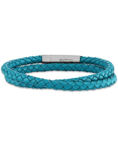 Esquire Braided Leather Bracelet - Blue
