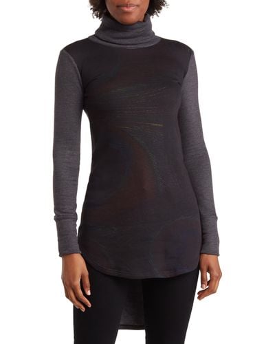 Go Couture Turtleneck High-low Sweater - Black