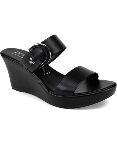 Italian Shoemakers Quincie Slide Wedge Sandal - Black