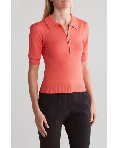 Laundry by Shelli Segal Zip Placket Polo - Red
