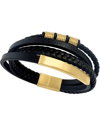 Adornia Multistrand Leather Magnetic Bracelet - Black