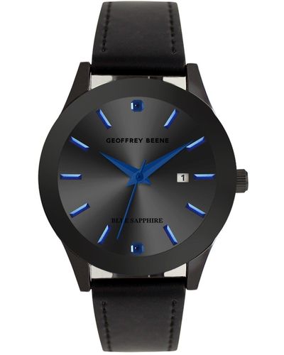 Geoffrey Beene Blue Sapphire Leather Strap Watch